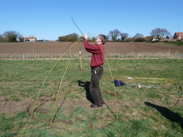 Person constructing the Willow Dome